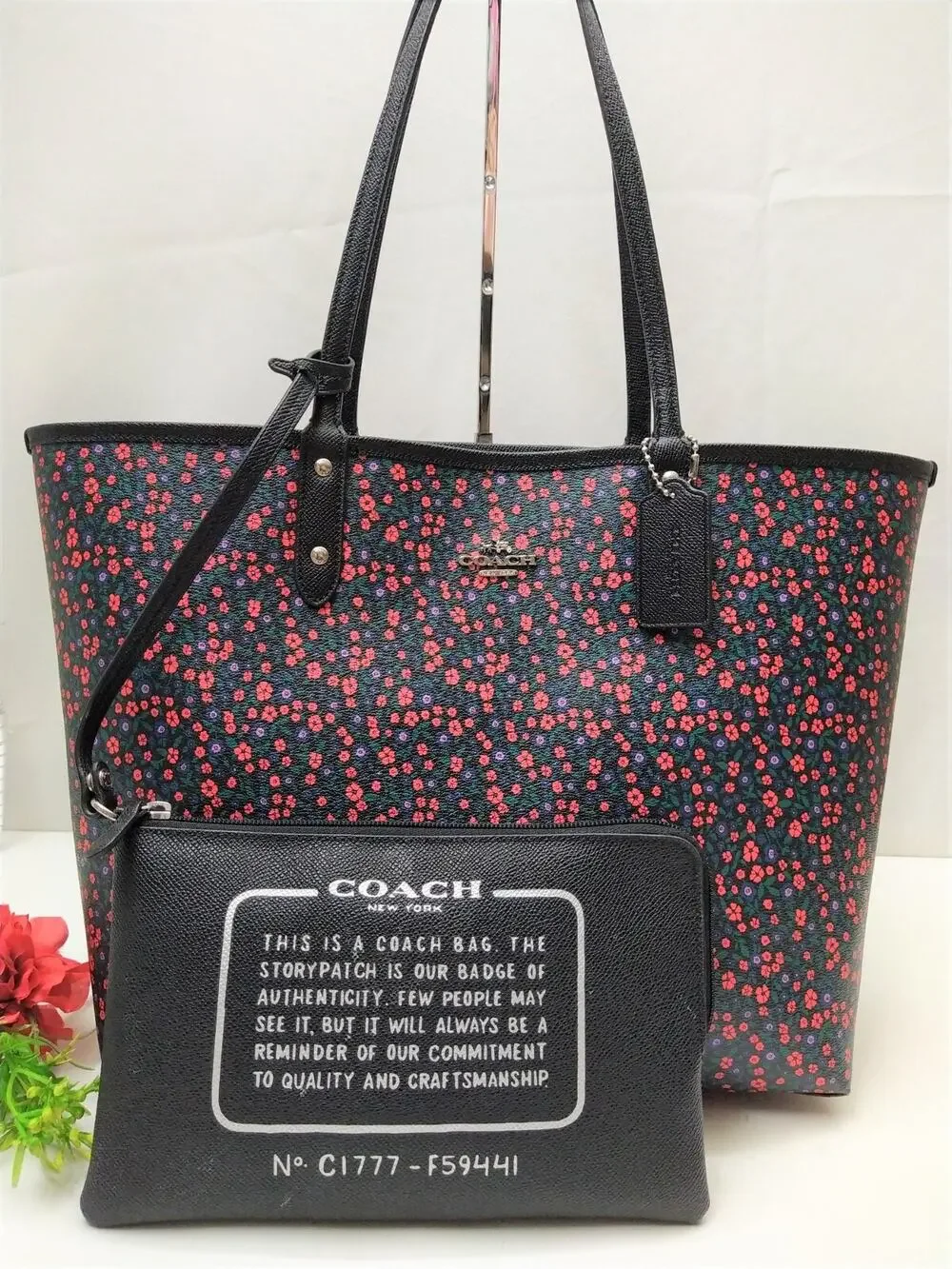 Coach City Tote Reversible Multicolor Floral Tote Bag With Wallet